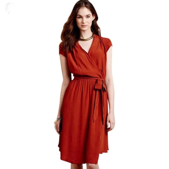 rust orange wrap dress
